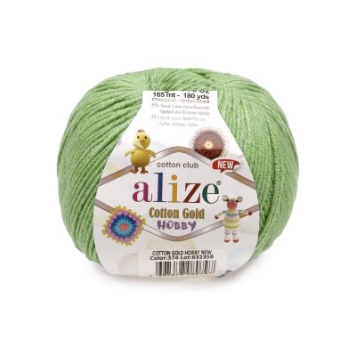 ALIZE COTTON GOLD HOBBY NEW KOL. 485 JASNY ZIELONY