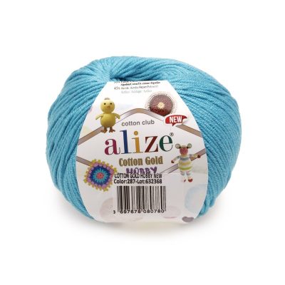 ALIZE COTTON GOLD HOBBY NEW KOL. 287 TURKUSOWY