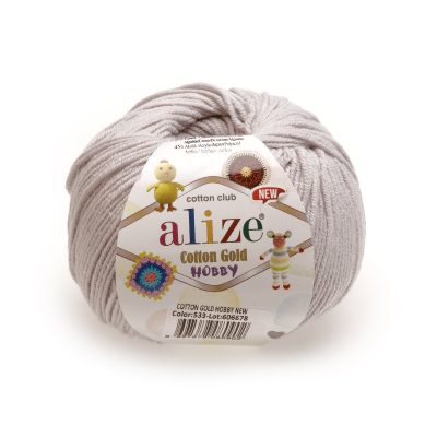 ALIZE COTTON GOLD HOBBY NEW KOL. 533 JASNY SZARY