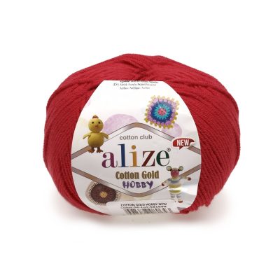 ALIZE COTTON GOLD HOBBY NEW KOL. 56 CZERWONY