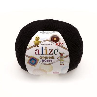 ALIZE COTTON GOLD HOBBY NEW KOL. 60 CZARNY
